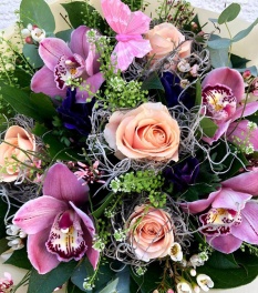 Avalanche Roses and Cymbidium Orchids